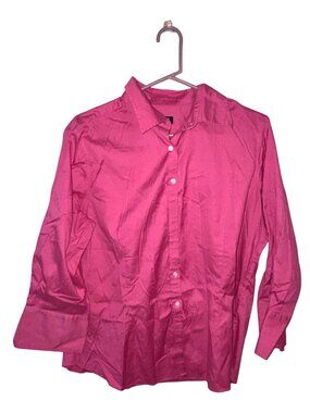 Kirkland Signature Womens Pink Button-Up Shirt X-Large Cotton Blend
